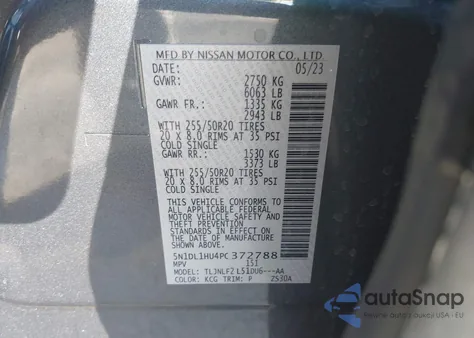 2023 Infiniti Qx60 Autograph Awd from USA, damaged, VIN 5N1DL1HU4PC372788